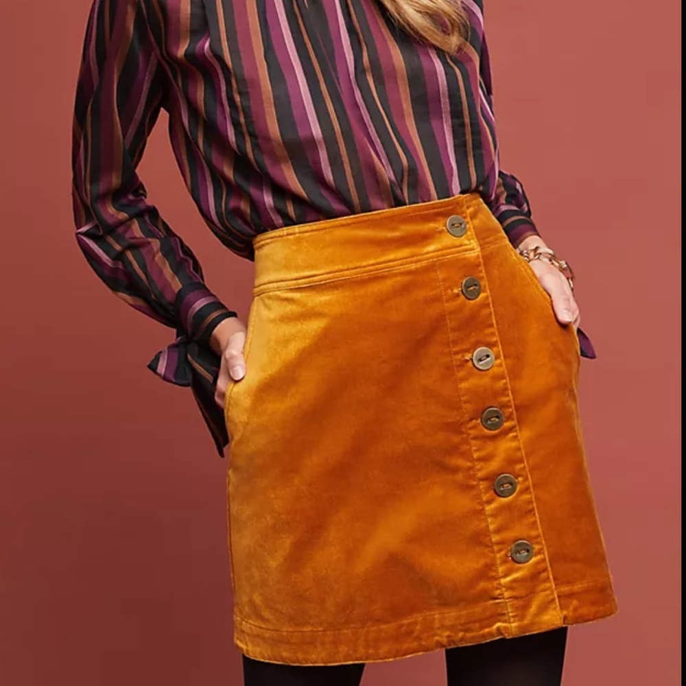 Anthropologie Petites Orchard Velvet Mini Skirt Size 0P